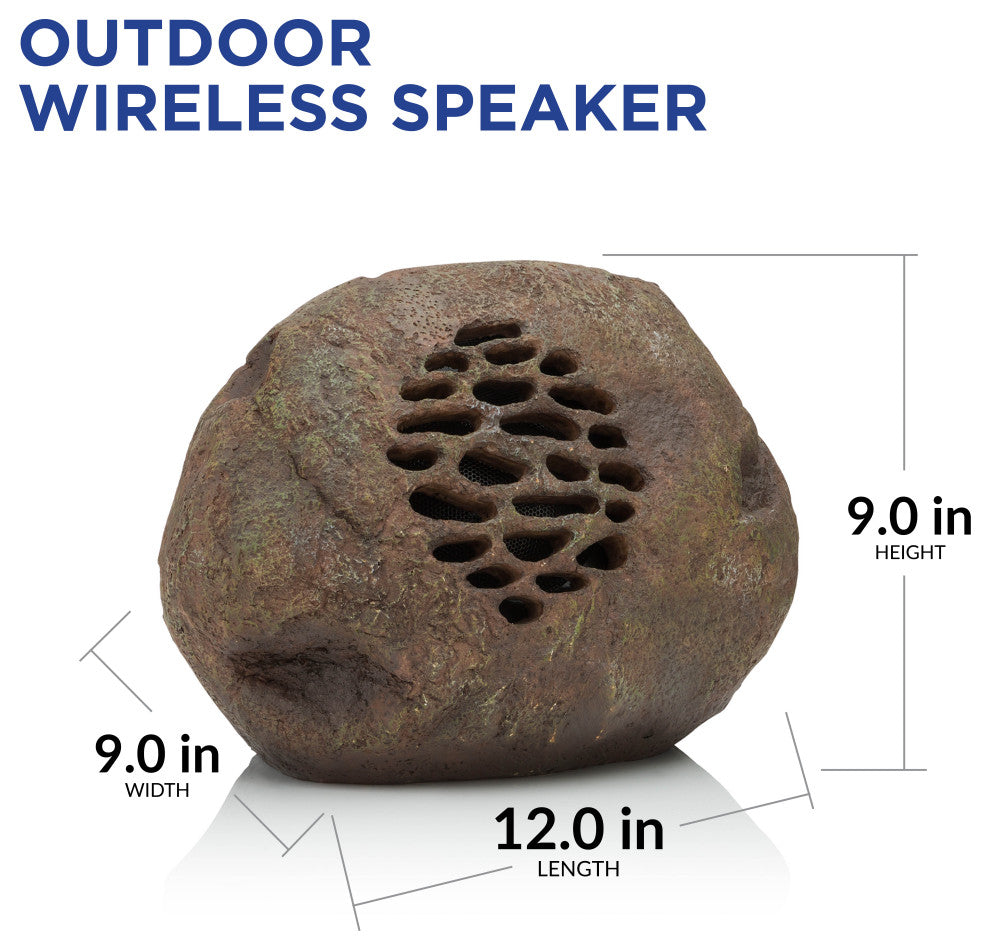 Weather-resistant Bluetooth Solar-Powered Outdoor Rock Speaker, Set of 2