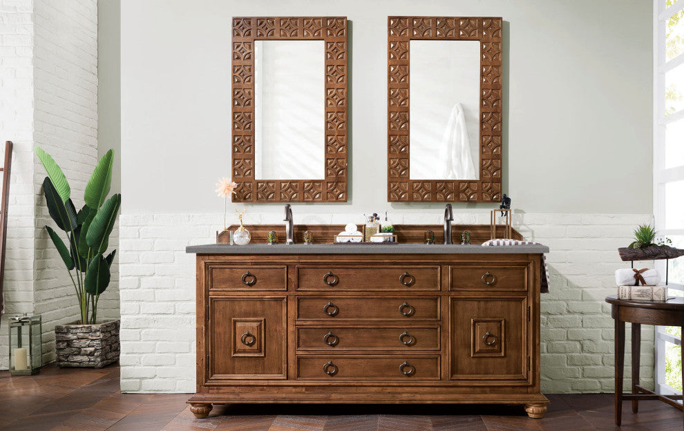Mykonos 72" Double Vanity, Cinnamon, Gray Expo Quartz Top