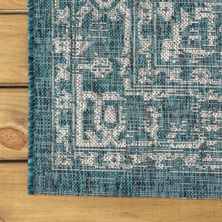 Malta Boho Medallion Textured Weave Indoor/Outdoor, Teal/Gray, 3x5
