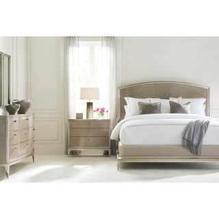 Art Deco Style Silver Curly Veneer King Bed