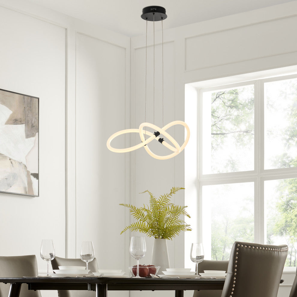 Daisy Dimmable Integrated LED Chandelier, Matte Black, Without Smart Dimmer