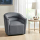 Ryker Velvet Round Barrel Lounge Swivel Chair, Gray