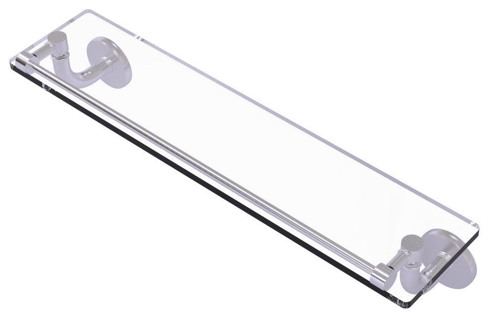 Remi 22" Glass Vanity Shelf with Gallery Rail, Satin Chrome