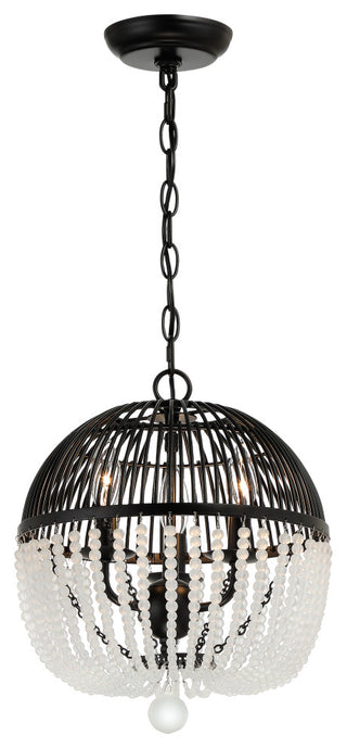 Duval Three Light Mini Chandelier in Matte Black