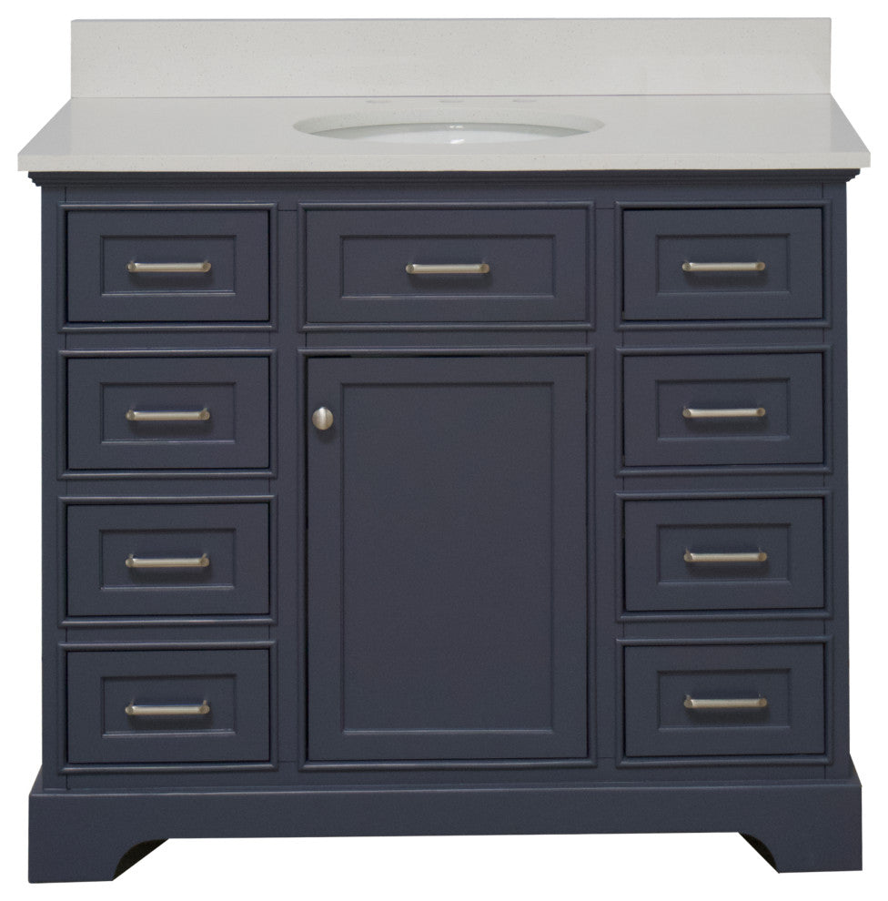 Aria 42" Bathroom Vanity, Marine Gray, Quartz