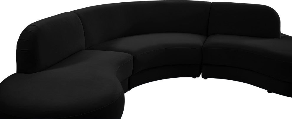Rosa Velvet Upholstered 3-Piece Sectional, Black