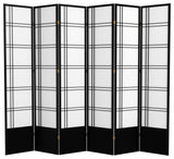 7' Tall Double Cross Shoji Screen, Black, 6 Panels