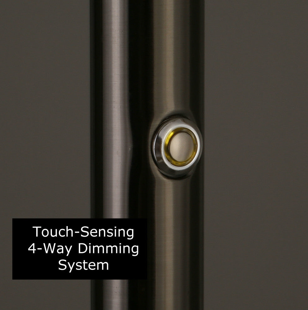 Artiva USA "Saturn" 71" LED Brushed Black Steel Torchiere Lamp With Touch Dimmer