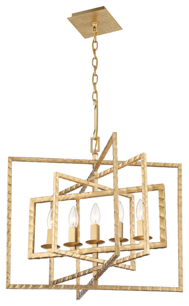 Capri Five Light Chandelier in Antique Gold