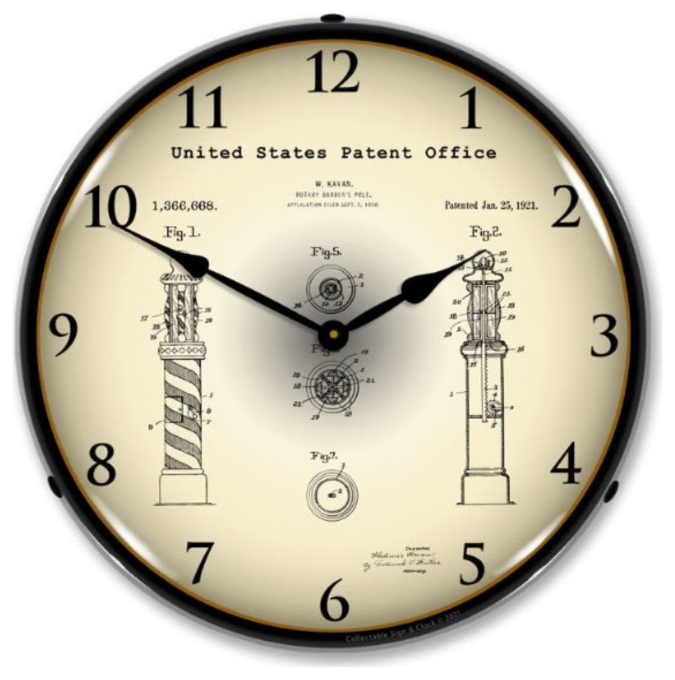 Kavan Rotary Barber Pole1920 Patent Clock - Thumbnail 3