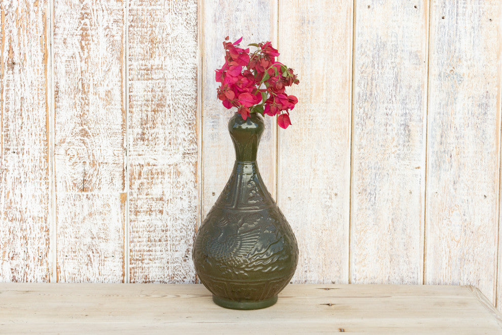 Chinese Amphora Shaped Green Vase