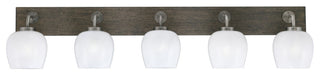 Oxbridge 5 Light Bath Bar, Graphite & Painted Distressed Metal, 6" White Marble
