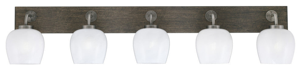 Oxbridge 5 Light Bath Bar, Graphite & Painted Distressed Metal, 6" White Marble