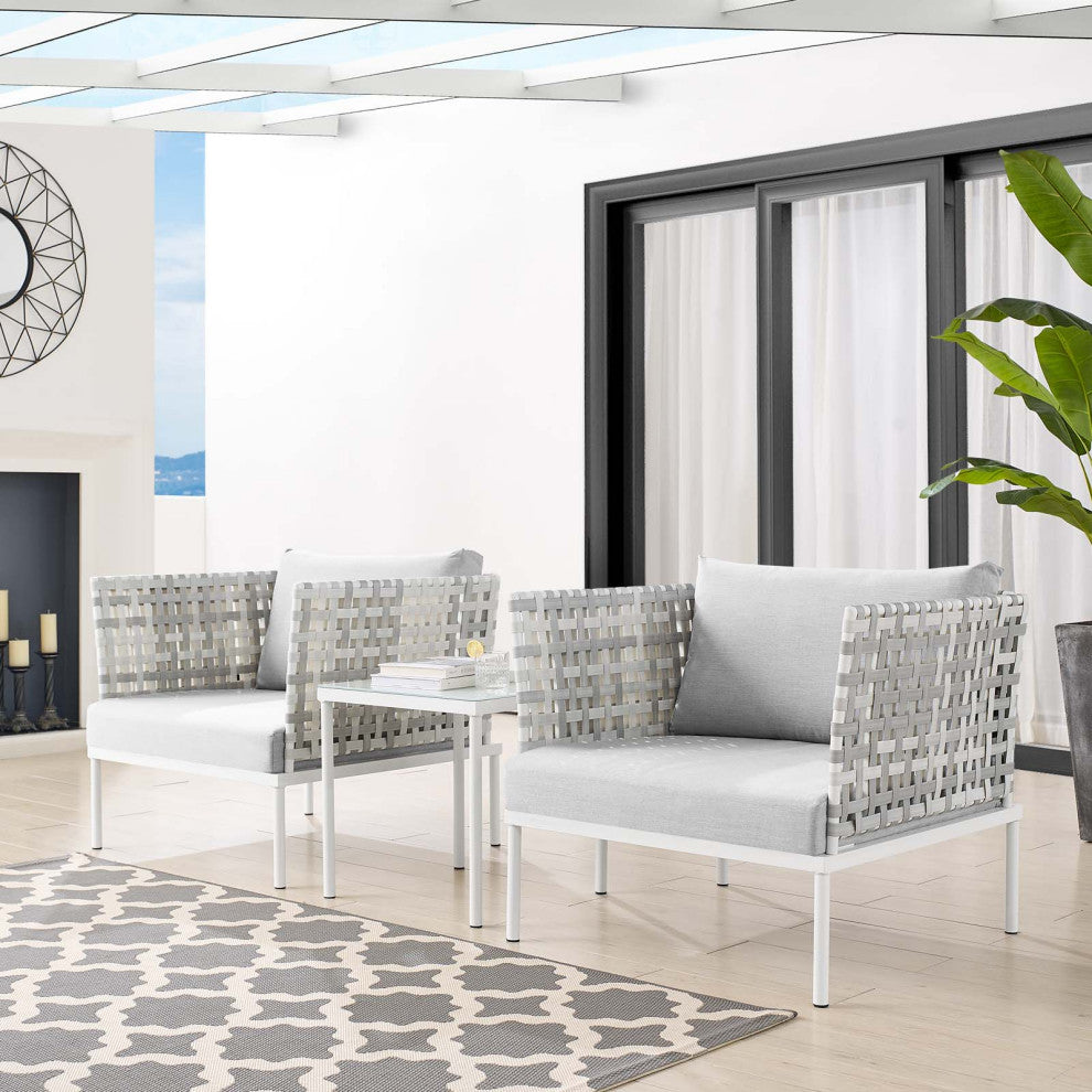 Lounge Chair Table Set, Sunbrella, Aluminum, Metal, Gray, Modern, Outdoor