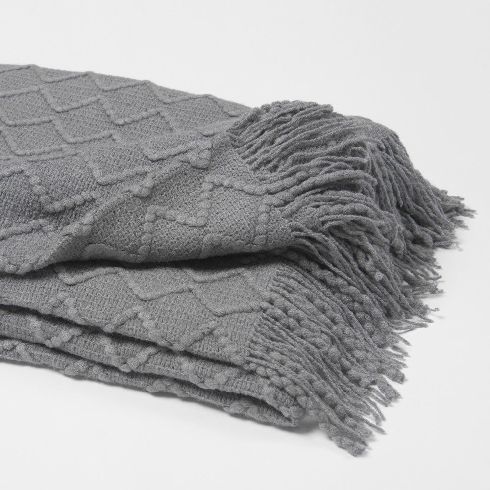 Textured Diamond Throw, Grey