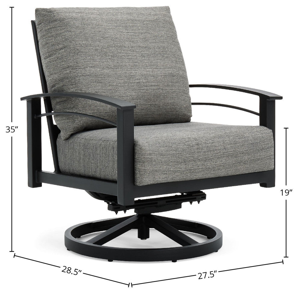 Stanford Cushion Swivel Rocker Lounge Chair, Textured Pewter