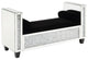 Benzara BM251176 Mirrored Bench With 2 Pillows and Button Tufted Seat, Silver