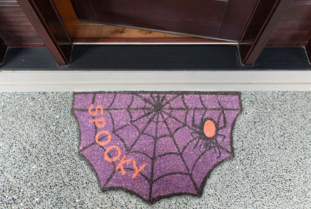 Halloween Spooky Spider Diecut Vinyl Back Doormat 18"x30"