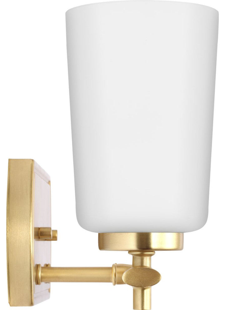 Adley Collection Three-Light Satin Brass Etched Opal Glass Bath Vanity Light