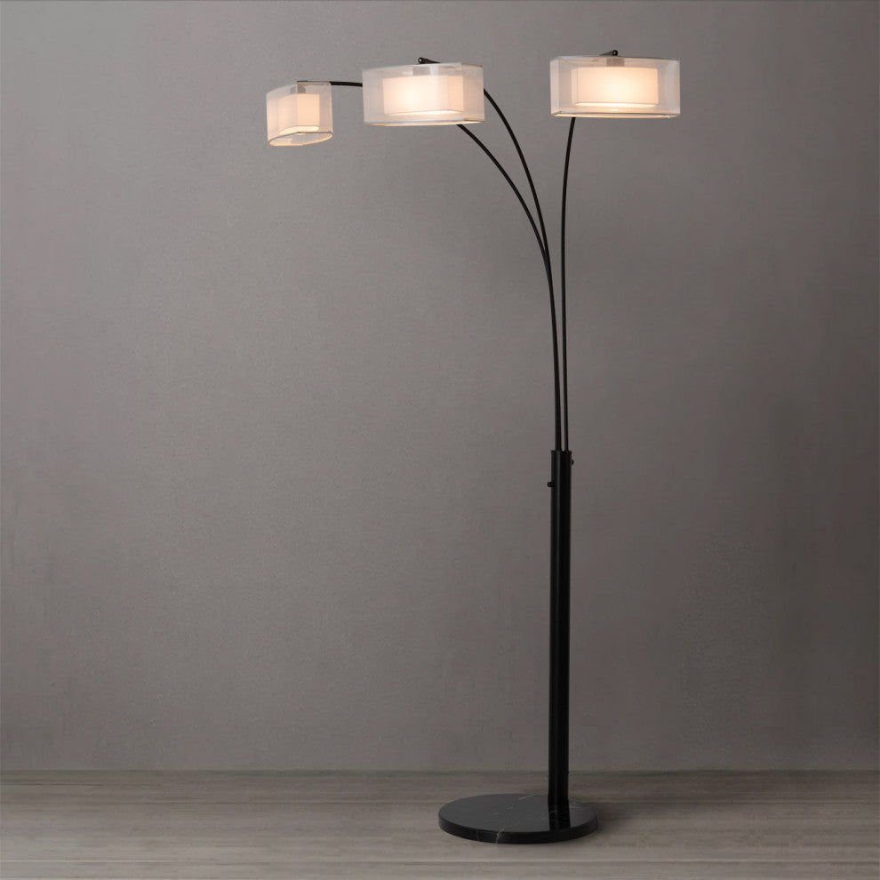 Amarillo 3 Light Arc Floor Lamp - Matte Black