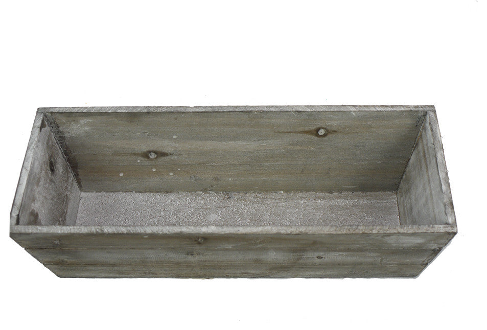 14" Gray Wash Triple Rectangle Wood Planter