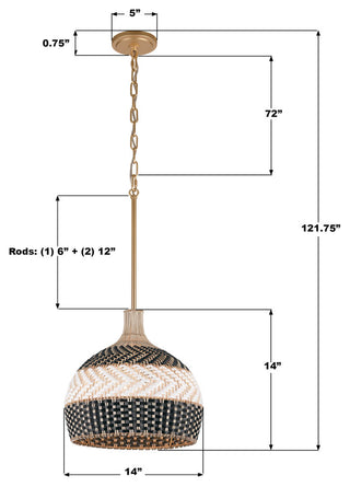 Crystorama Lighting Group ZAN-9003 Zanzibar 3 Light 14"W Pendant - Soft Gold /