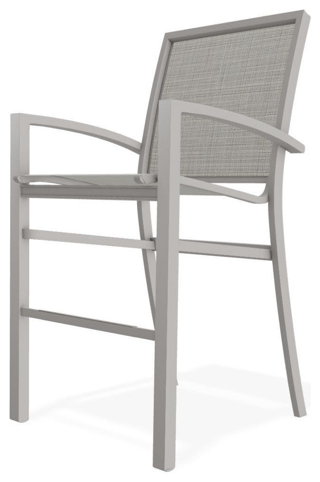 Kendall Sling Bar Height Stackable Outdoor Stool, Deacon/Warm Gray