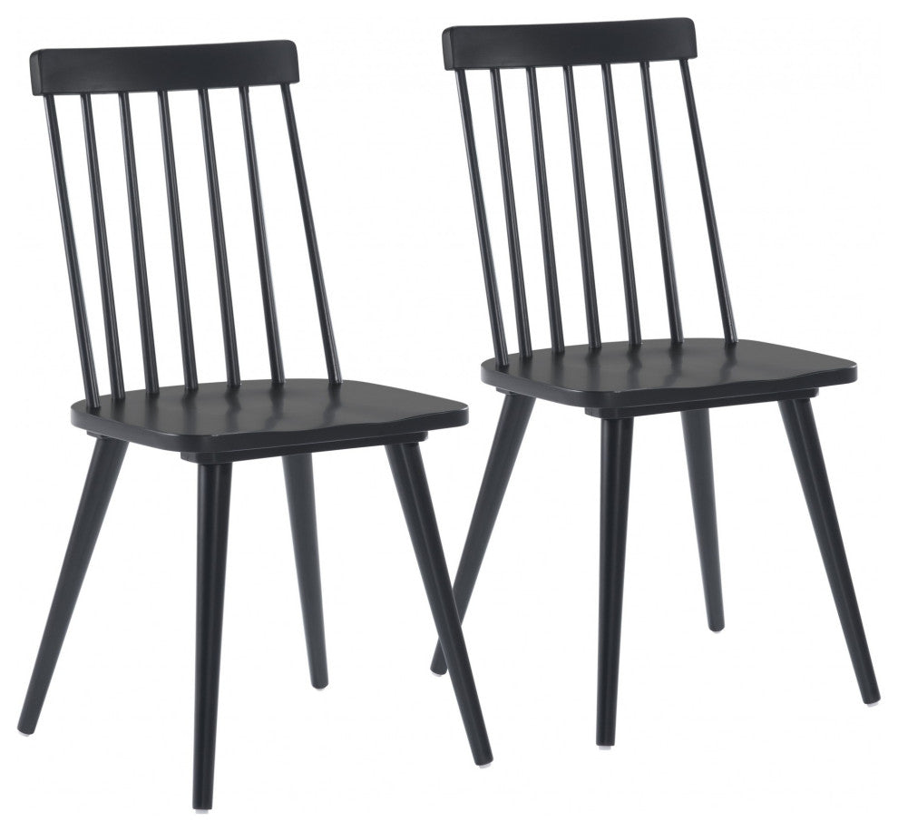 Set of Two Modern Black Armless Spindle Dining Chairs