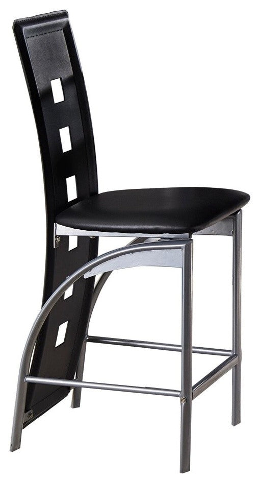 Benzara BM179846 S/2, Metal & Bi-Cast Vinyl Counter Height Chair, Cut-Out Back