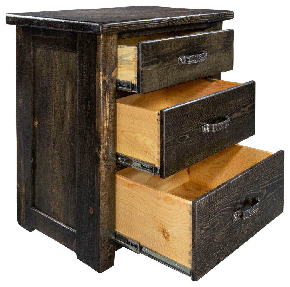 Big Sky Collection Rugged Sawn 3 Drawer Chest of Drawers, Jacobean Stain