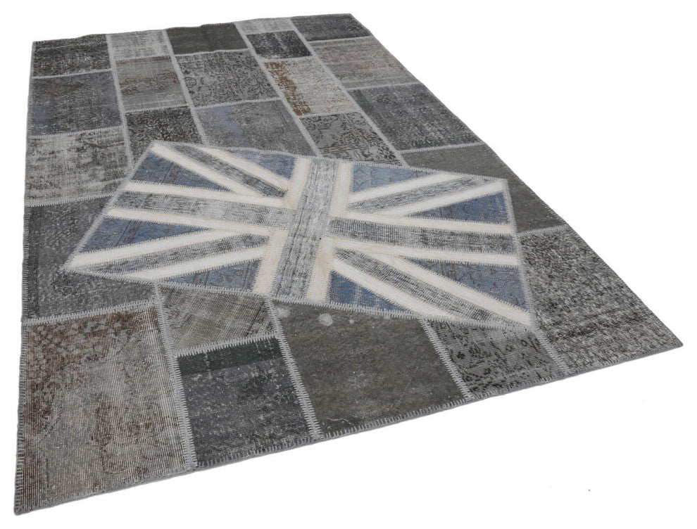 Rug N Carpet - Handwoven Anatolian 6' 7'' x 9' 11'' Flag Patchwork Rug