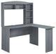 Techni Mobili Modern L-Shaped Desk with Hutch, Grey
