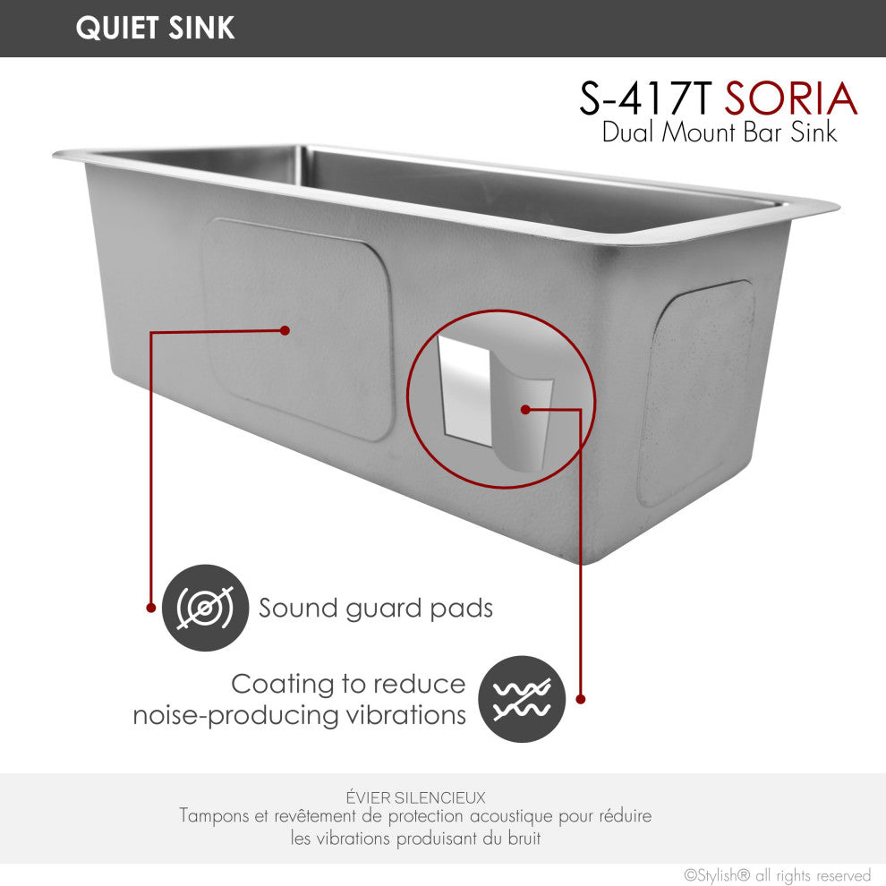 STYLISH Soria Dual Mount 9" Stainless Steel Single-Bowl Kitchen Sink