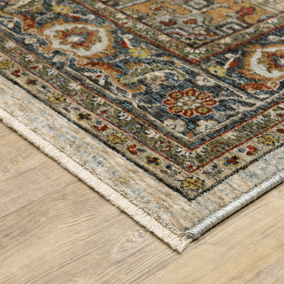 Augustus Center Medallion Indoor Area Rug, Beige, 5'3"x7'6"