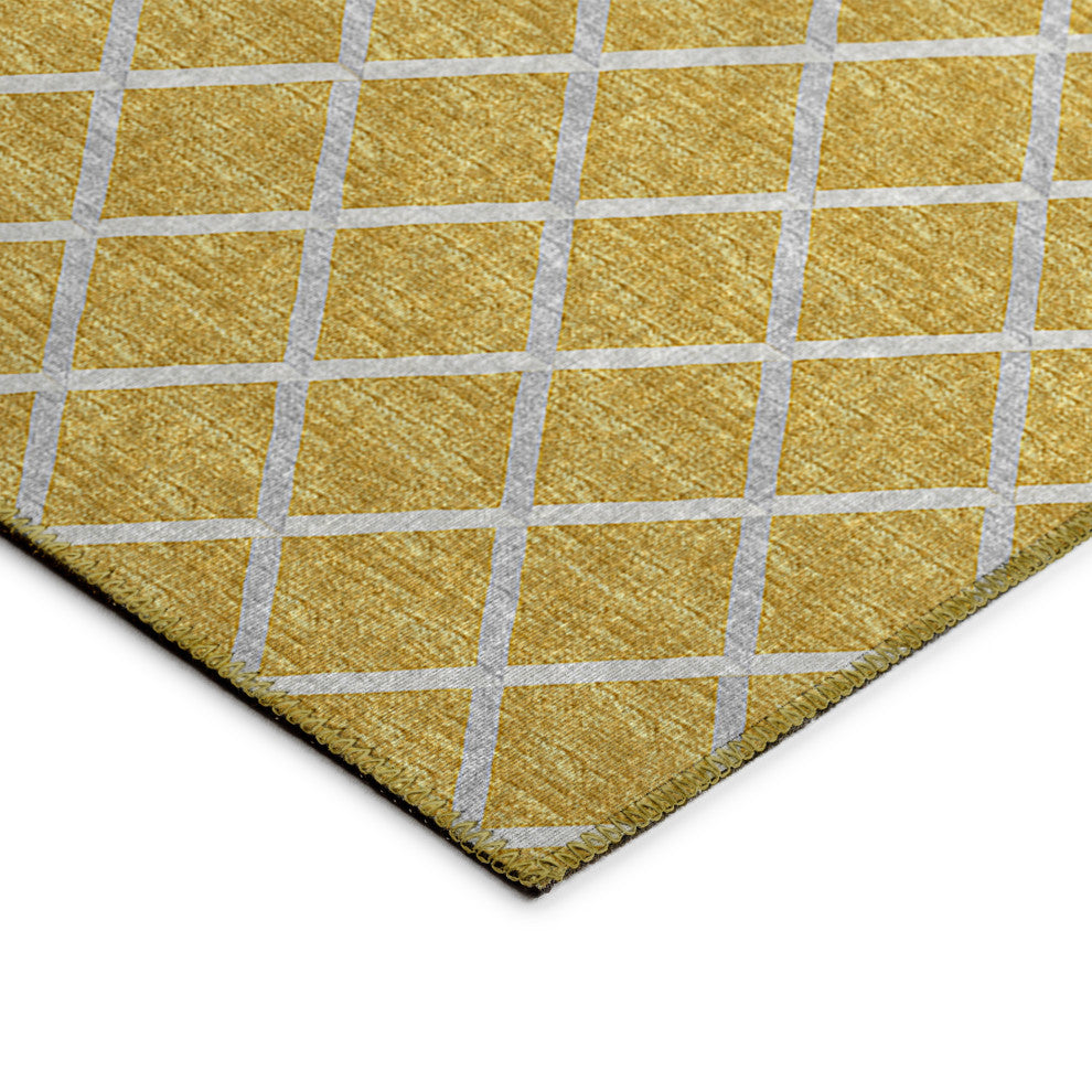 Indoor/Outdoor York YO1 Gold Machine Washable 2'3" x 7'6" Rug