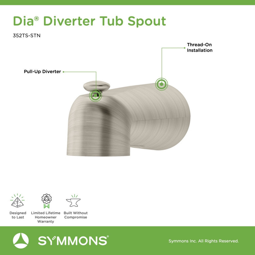 Dia Diverter Tub Spout, Satin Nickel