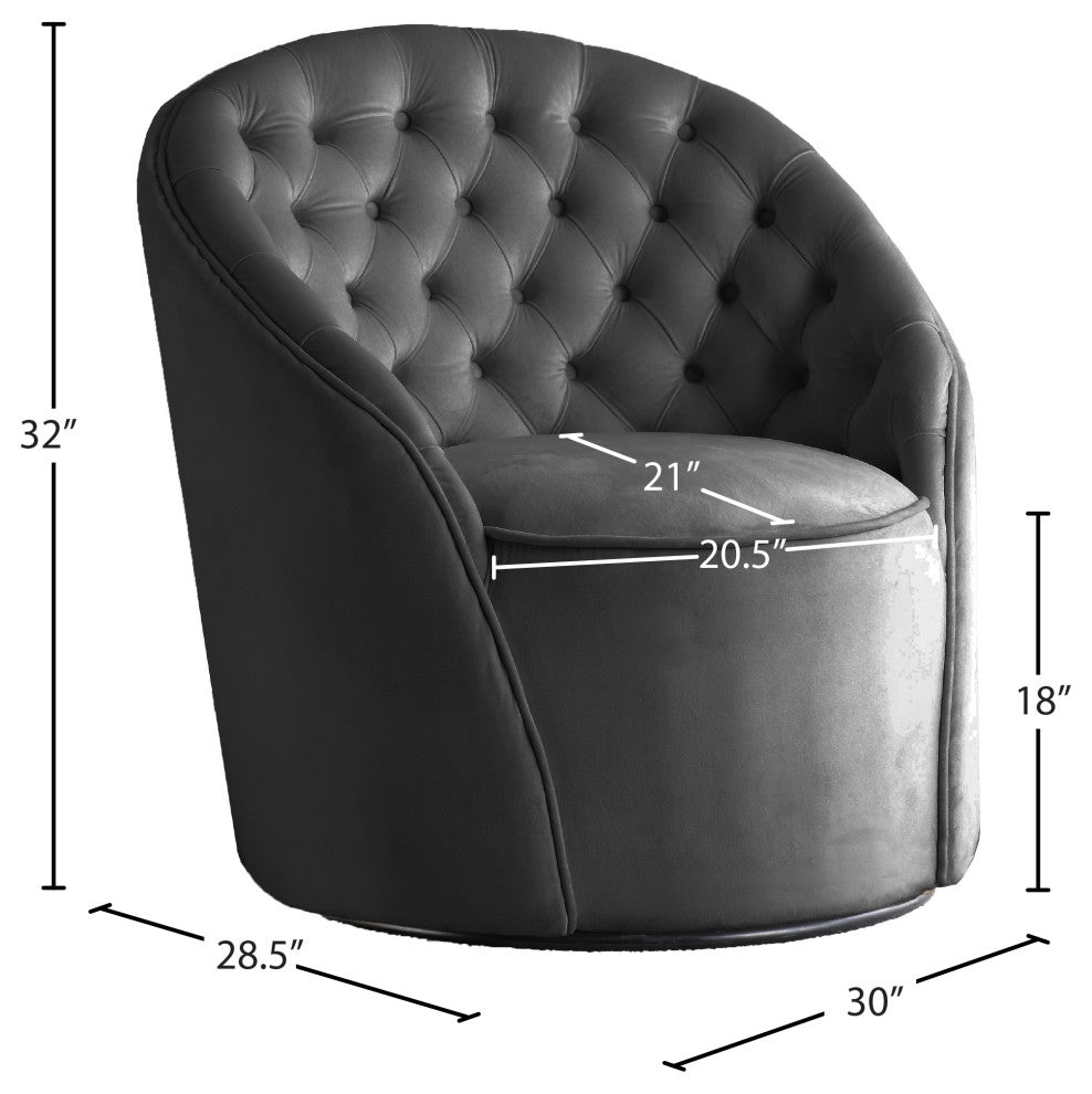 Alessio Velvet Upholstered Accent Chair, Gray