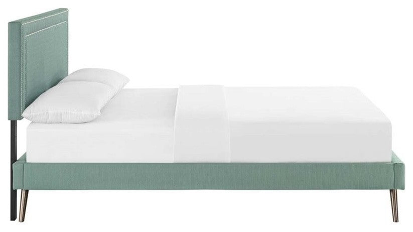 Modway Jessamine Full Fabric Platform Bed With Round Splayed Legs, Laguna