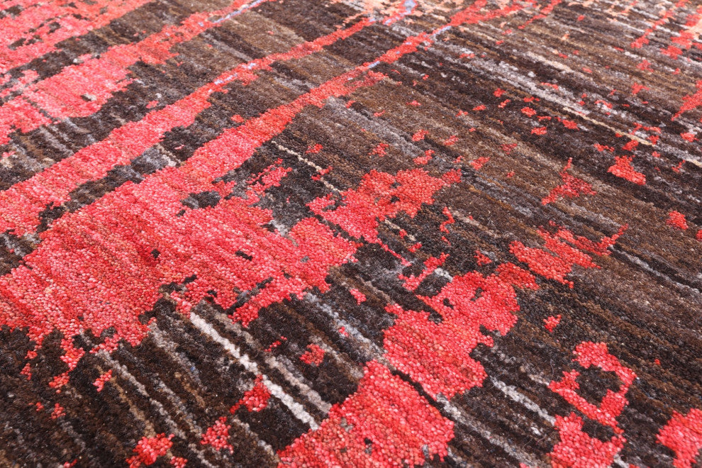 7' 9" X 10' 4" Abstract Hand Knotted Wool and Silk Rug Q8786