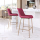 Counter Stool Chair, Steel Metal, Fabric, Red, Gold, Bar Kitchen Cafe Bistro