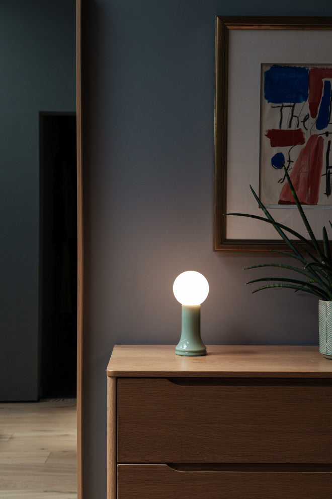 Shore Table Lamp Sea Green with G95 LED Bulb