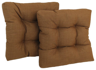 19" Squared Spun Polyester Tufted Dining Chair Cushion, Set of 2, Mocha
