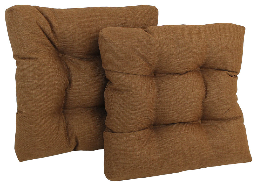 19" Squared Spun Polyester Tufted Dining Chair Cushion, Set of 2, Mocha