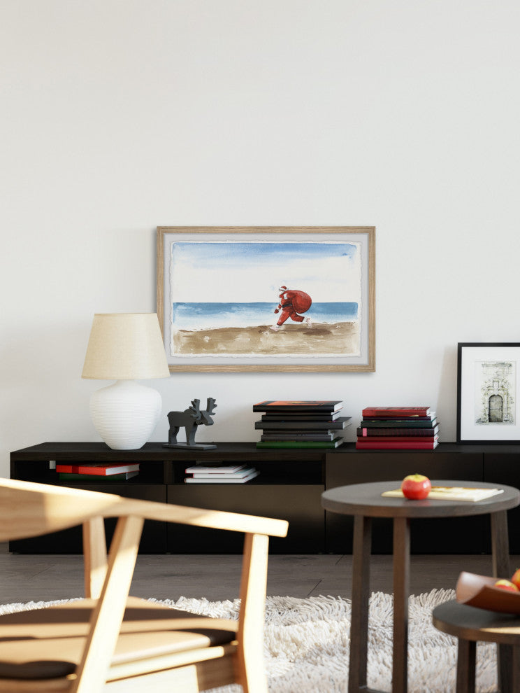"Runaway Santa" Framed Painting Print, 45x30