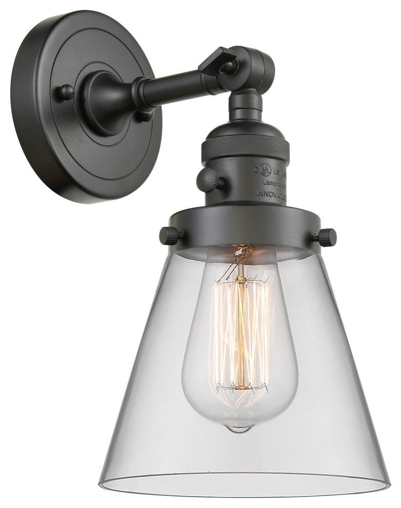 Small Cone 1-Light LED Sconce, Oil Rubbed Bronze, Glass: Clear