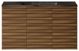 Cascade 36" Wall-Mounted Bath Vanity, Brown Oak, Black Widespread Sink Top