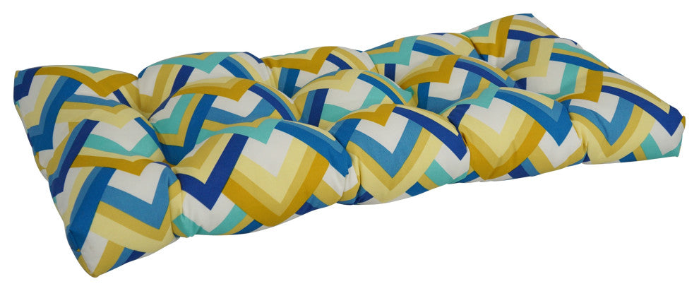 42"X19" Polyester Outdoor Tufted Loveseat Cushion, Resort Cornsilk