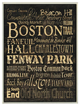 Boston Landmarks Typography Rectangle Wall Plaque