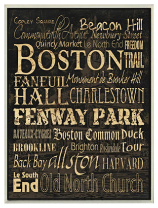 Boston Landmarks Typography Rectangle Wall Plaque