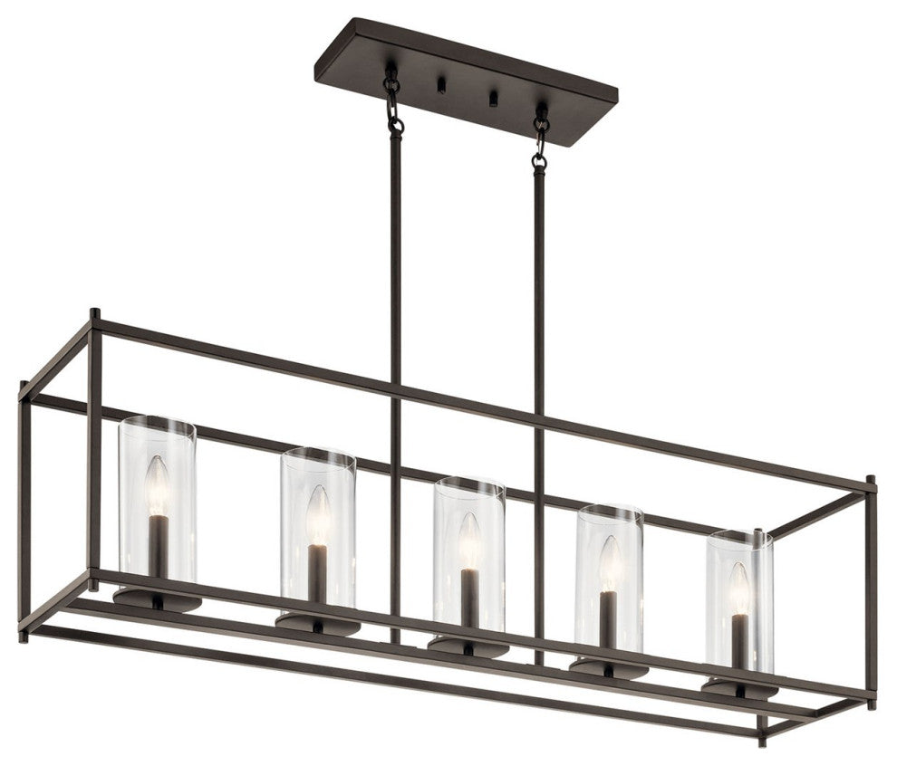 Kichler Crosby 5 Light Linear Chandelier in Olde Bronze